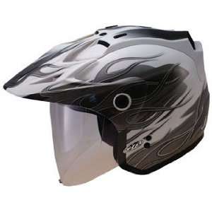  GMAX GM 27 Open Face Motorcycle Helmet   White   Silver 