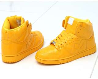 NEW Mens Shiny Yellow High Top Fashion Sneakers Trainers Shoes sz US 6 