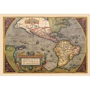  Map of The Americas 24X36 Giclee Paper