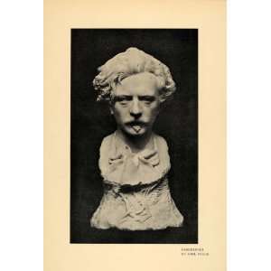  1908 Print Paderewski Sculpture Polish Composer Pianist 
