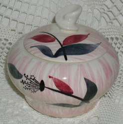 Stetson China 1955 Pink w gray Maroon Black Sugar Bowl  
