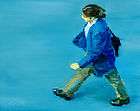 blue paris girl original pixel expressionist figurative oil painting 