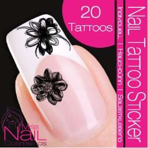  Nail Tattoo Sticker Blossom / Flower   black Beauty