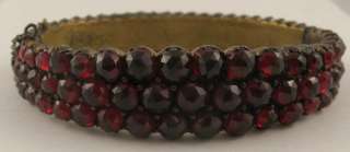 FANTASTIC Antique Czech Bohemian Garnet Bangle Bracelet  
