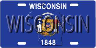 CUSTOM LICENSE PLATE STATE FLAG   WI   ANY TEXT FREE  