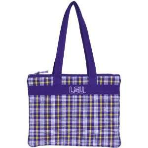  LSU Tigers Ladies Purple Plaid Quilted Carrier Bag