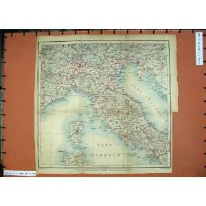    1904 Colour Map Italy Corsica Sardinia Rome Naples