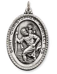 Mens Sterling Silver Saint St St. Christopher Medal Pendant Charm 10g 