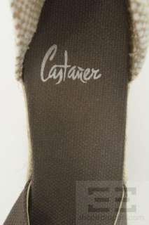 Caytamer Taupe Canvas Ankle Tie Espadrille Heels, Size 40  