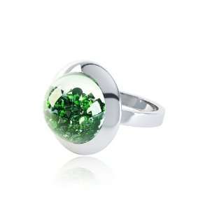  Stardust 4.5Ct Chrome Diopside 20mm Sapphire Dome Silver Ring 