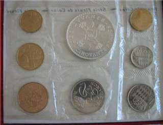 MONACO 8 Coins 1974 FDC Mint Set KM SS1  