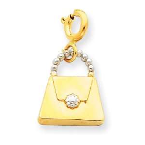  14k & Rhodium Diamond cut Purse Charm Jewelry