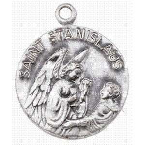  St. Stanislaus Sterling Silver Medal with 18 Inch Chain 
