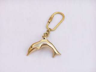Solid Brass Dolphin key chain Nautical Keychain  