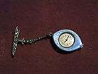 Vintage Adoria Womans Blue and Gold Enamel Watch On Pin Very Elegant