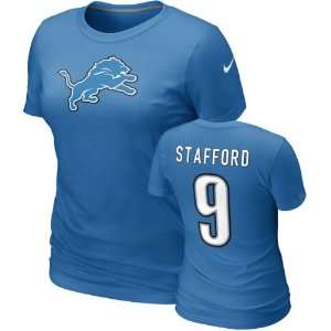  Matthew Stafford #9 Womens Blue Nike Detroit Lions Name 