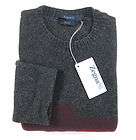 New ERMENEGILDO ZEGNA Sport Italy Charcoal Red Wool Crewneck Sweater L 