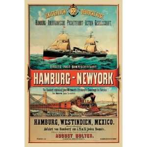  Direct Post Office Shipping Hamburg to New York   Poster 