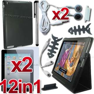 12 ACCESSORY LEATHER CASE+SCREEN COVER FOR APPLE IPAD 2  