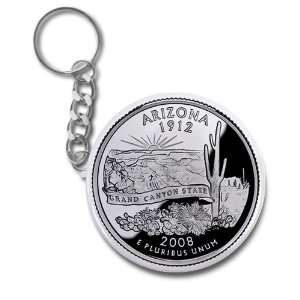   Clam Arizona State Quarter Mint Image 2.25 Inch Button Style Key Chain
