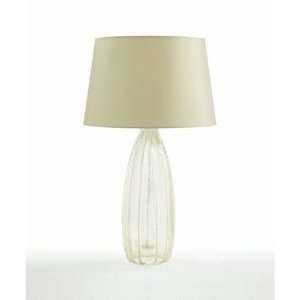   Bexley Soft Yellow Glass Lamp with Celedon Silk Shade