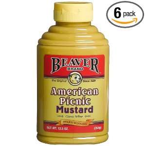 Beaver Brand Yellow Mustard, 12.5 Ounce Squeezable Bottles (Pack of 6 