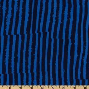  44 Wide Indigo Sputter Stripes Blue/Navy Fabric By The 