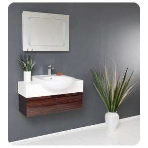   Bathroom Vanity w/Ceramic Sink & Lacquer Wood Finish