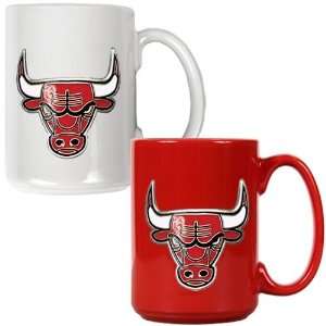  Sports NBA BULLS 2pc Ceramic Mug Set   Primary Logo/White 