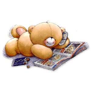 Forever Friends Teddy Bear Reading and on the phone Iron On Transfer 