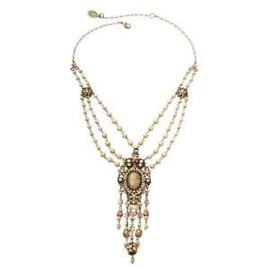  Cameo, Surrounded by Flower Ornaments, Falling Beaded Chains, Faux 