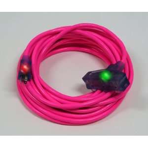   12/3 SJTW Pro Glo Lighted 3 Way Ext Cord w/CGM Pink