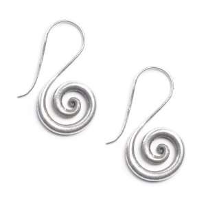  Karen hill tribe silver hook spiral pair of earrings by 