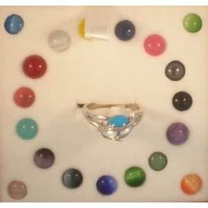  STERLING SILVER CHANGEABLE STONE RING sz8 JUMP DOLPHIN 