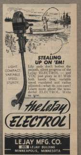  Vintage Ad Lejay Electrol Electric Fishing Motors Minneapolis,Minn
