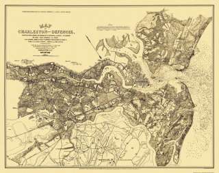 CHARLESTON & DEFENSES SOUTH CAROLINA CIVIL WAR MAP 1863  
