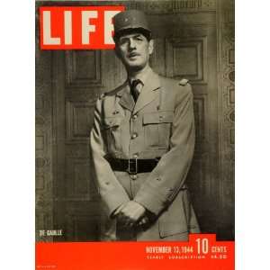  1944 Cover LIFE WWII General Charles de Gaulle Free French 
