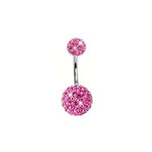 Swarovski Crystal Ferido Sparkling Pink Cz gems Belly button Navel 