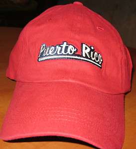 PUERTO RICO RED FLEX FITTED SLOUCH BASEBALL CAP HAT NEW  