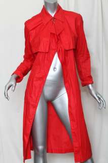 BOTTEGA VENETA Red Cotton+LEATHER Trench Rain Coat Belted Long Jacket 