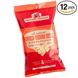 Popcorn Indiana Smoked Cheddar Kettlecorn, 3.5 Ounce Bags (Pack of 12 