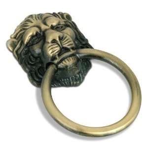 Village expression   1 1/2 diameter lion face ring pull in antique en