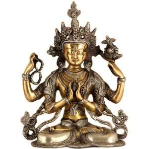  Chenrezig (Shadakshari Lokeshvara)   Brass Sculpture