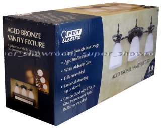 NEW 3 Lamp Bathroom Vanity Wall Light Fixture Aged Bronze Finish 