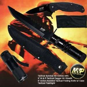 Tactical Survial Kit  Dagger, Folding knife and Flashlight 