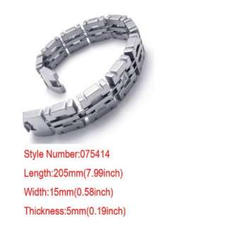  Cool Men Silver Crystal Stainless Steel Bracelet Bangle Chain Gift+Box