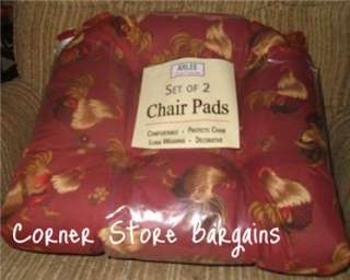 PC Rooster Chair PADS Country Rooster Chair Cushions Set Kitchen 