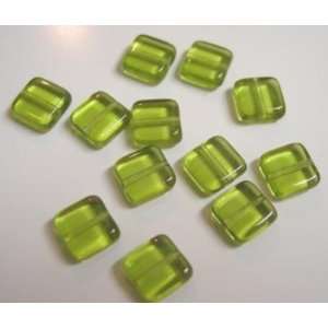  Olivine Czech Glass Chicklet Square Beads Arts, Crafts 