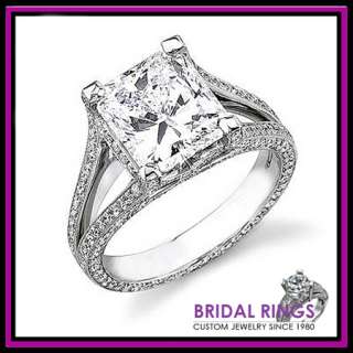 00ct F G Radiant Cut Diamond Lustrous Engagement ring 14K White Gold 