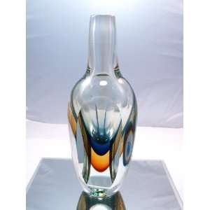  Murano Design Amber Sommerso Heavy Glass Vase TTX 495 